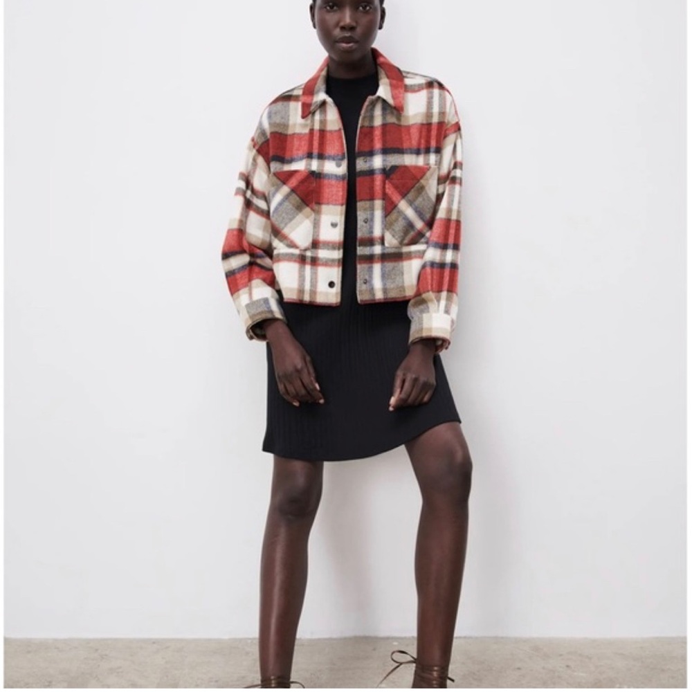Zara Cropped Flannel Jacket